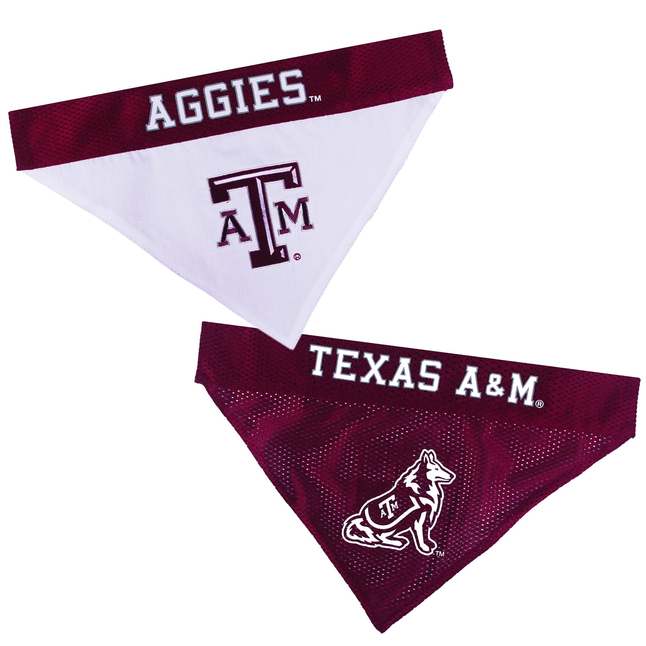 Pets First Collegiate Texas A&M Aggies Reversible Bandana - Home & Away Mesh & Premium Embroidery for DOGS & CATS