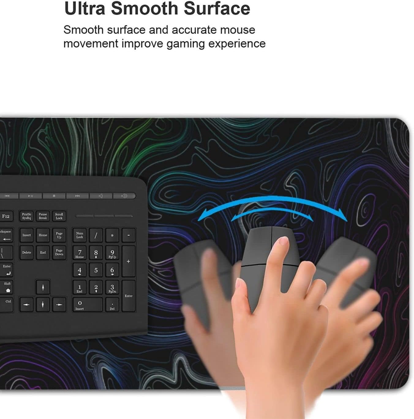 Gaming Mouse Pads Colorful Lines Large Extended Keyboard Mats Gaming Mat Computer Desk Mat for Gamer, Office & Home 35.4" x 15.7"