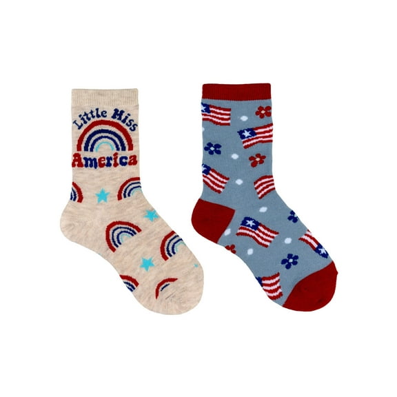 Everything Legwear Kids Little Miss America 2 Pair Crew Socks