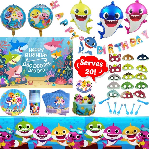 Baby Shark Birthday Party Decorations Kit 124 Piece Shark Themed Party Supplies Set For Boys Includes Disposable Reusable Tableware Kit 3 X 5 Photo Backdrop Happy Birthday Banner Shark Party Walmart Com Baby Shark Birthday Party Decorations Kit 124 Piece Shark Themed Party Supplies Set For Boys Includes Disposable Reusable Tableware Kit 3 X 5 Photo Backdrop Happy Birthday Banner Shark Party Walmart Com