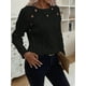 thumbnail image 4 of Suéteres de Invierno para Mujer, Suéter de Punto Moderno con Detalle de Botones y Mangas Raglán, Suéter de Moda. Negro M, 4 of 10