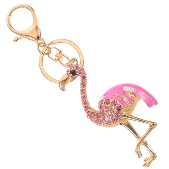 Masteelf Lavender Flamingo Keychains with Rhinestone Pendant for Hanging Keys Metal Color Craft Gifts
