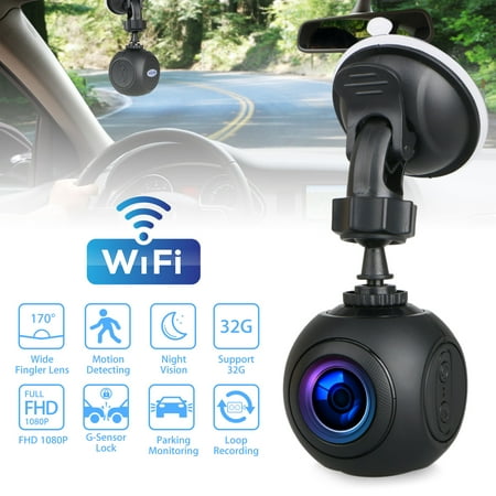 Mini Night Vision Camera, Full HD 1080P 360 Degree Rotation WiFi Digital Rotate Angle Dashboard Camera DVR Recorder with G-Sensor,Motion Detection, WDR, Parking Monitoring, Moving