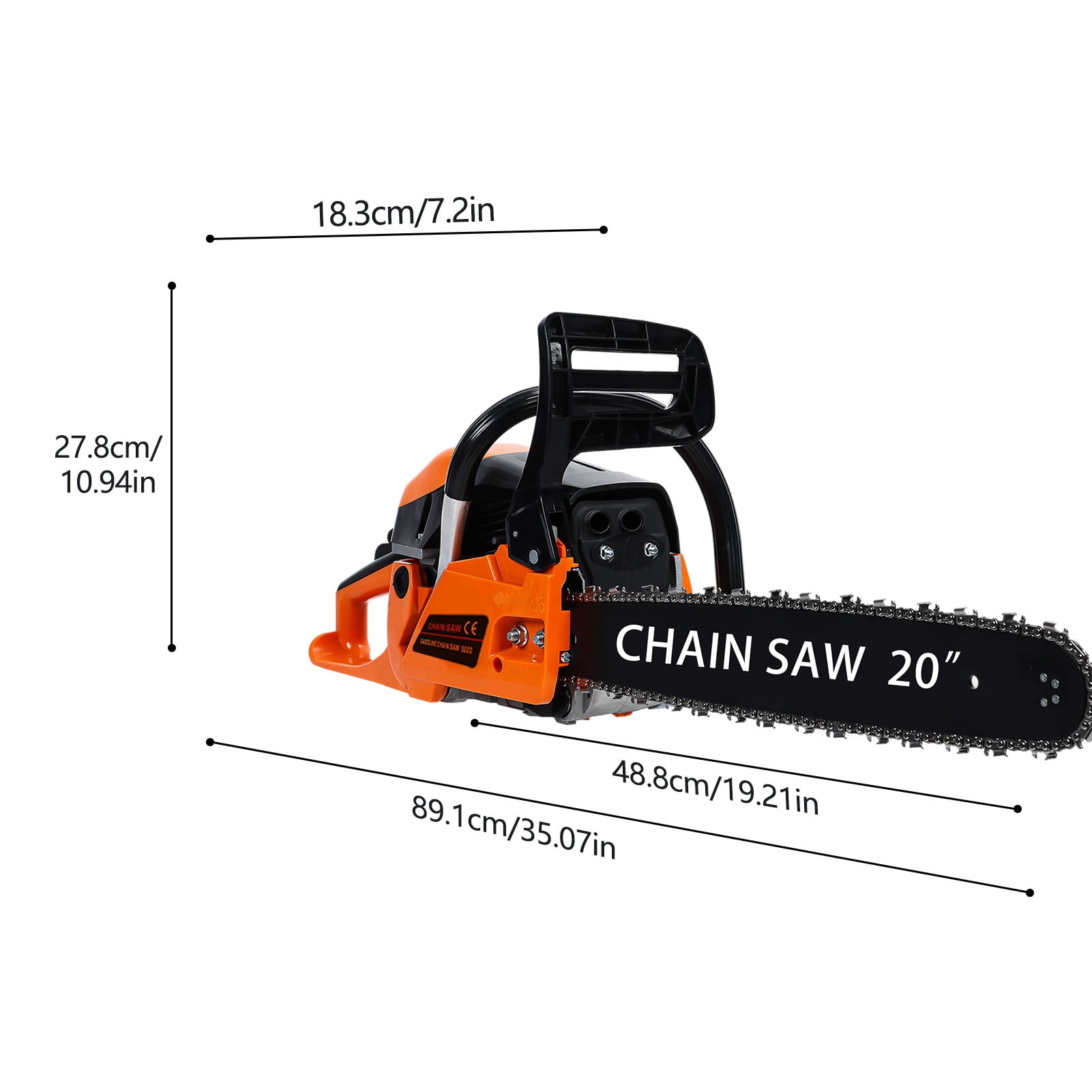 AquaAurix Gasoline Chainsaw with 20 in Bar, High-Power Logging Saw, 58CC Engine 2-Cycle Gas Powered Chainsaw for Farm/Garden/Ranch/Firewood