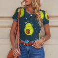 thumbnail image 6 of KLL Women 's Crew Neck Bodysuit Jumpsuits Avocado in Space Print Short onesies Stretch T Shirts, 6 of 7