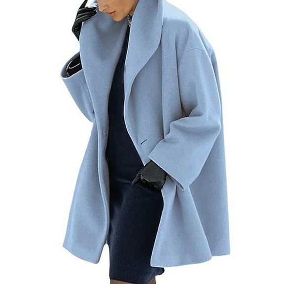comerut Women Autumn Winter Shawl Collar Buttons Warm Hooded Jacket Long Coat Outerwear