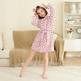 thumbnail image 3 of FORMRS Niños Bathrobe Unisex Hooded Robe Soft Plush Pajamas Sleepwear, Size 4-6T, Strawberry Plaid Pattern, 3 of 7