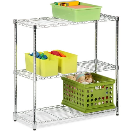Honey Can Do Urban 3-Shelf Steel Storage Shelving Unit, Chrome