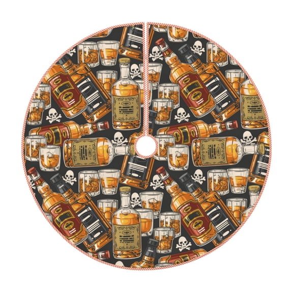 Rateoe Vintage Bottles Pattern Christmas Tree Skirt with Ties , Christmas Tree Decorations, Farmhouse Christmas Decor Xmas Holiday Decorations-30"