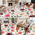 thumbnail image 6 of Pink Orange Flower Washable Living Room Rugs 5'x7', Watercolor Floral Green Leaf Vintage Country Low Pile Throw Large Area Rugs Non-Slip Sturdy Edge Binding Carpet for Dining Room Bedside Kitchen, 6 of 9