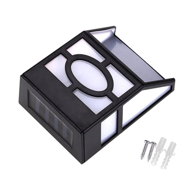 Lámpara de pared con energía solar, 2 luces LED, para exteriores, para jardín, camino, paisaje, valla, patio, color blanco