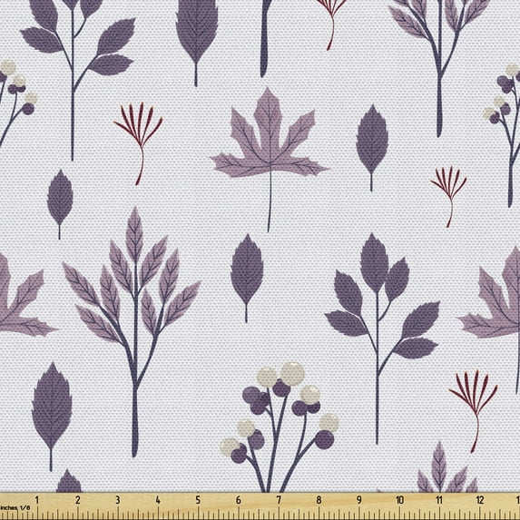 Leaves Fabric by the Yard Upholstery, Various Autumn Leaves Illustration in Violet Shades, Decorative Fabric for DIY and Home Accents, Purple Multicolor by Ambesonne