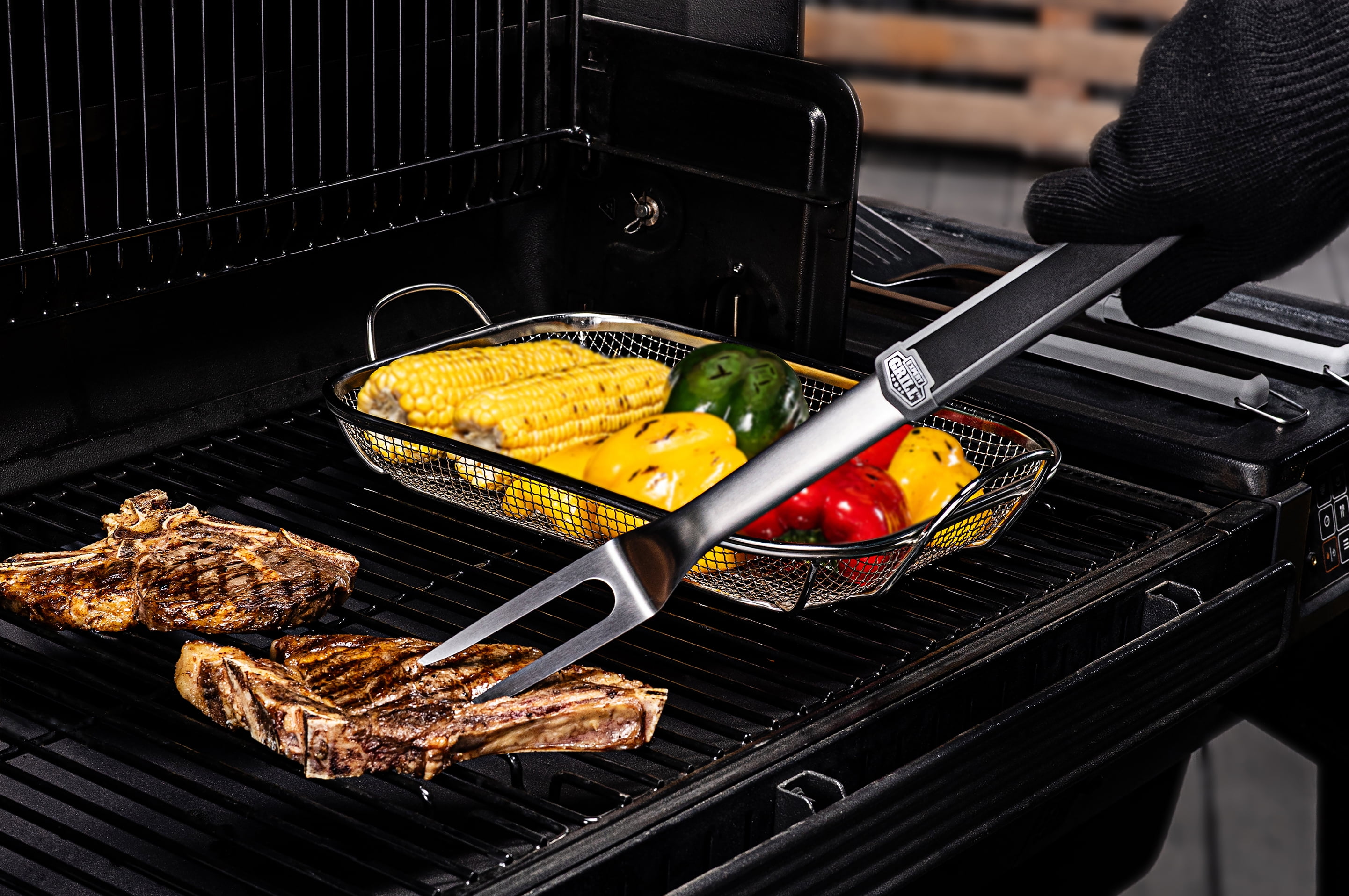 Expert Grill Stainless Steel Grilling Fork, Black & Gray