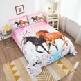 thumbnail image 3 of Horse Bedding Set Chic Cherry Blossom Bedding Comforter Set Teens Galloping Horse Printed Comforter 3D Wild Animal Duvet Set Bedroom Decor Quilt Set 3Pcs Queen Size, 3 of 5