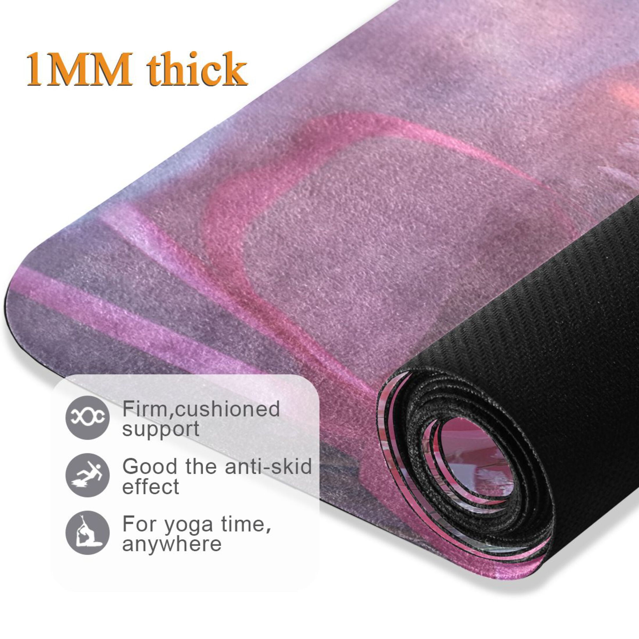 BZSMCE Yoga Mat Women Pink Roses Bouquet with Lights Fitness Mat