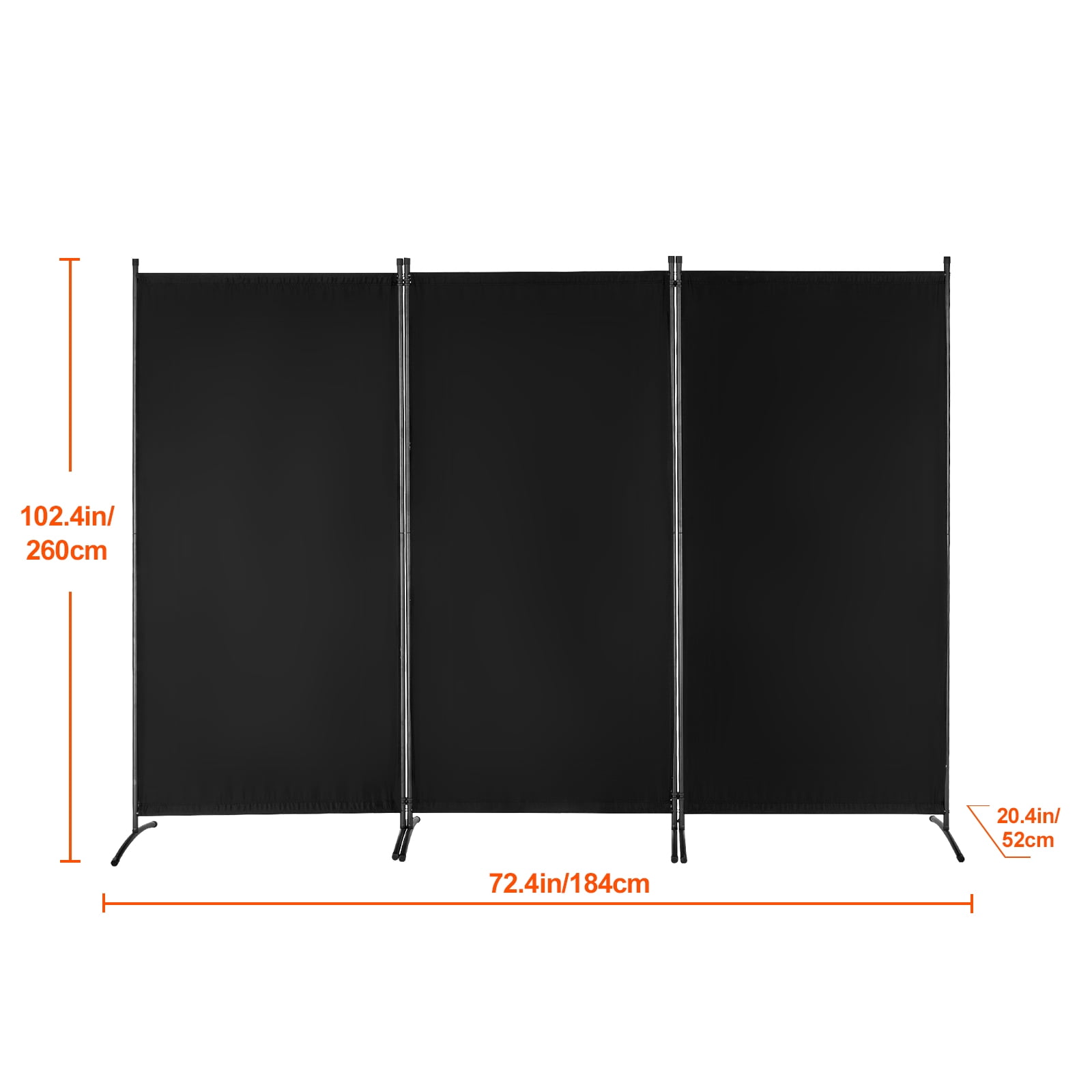 VEVOR Room Divider, 3 Panel Room Divider, Folding Privacy Screen and Portable Partition Divider for Room Separation, Freestanding Room Partitions for Office, Bedroom, Study, Black