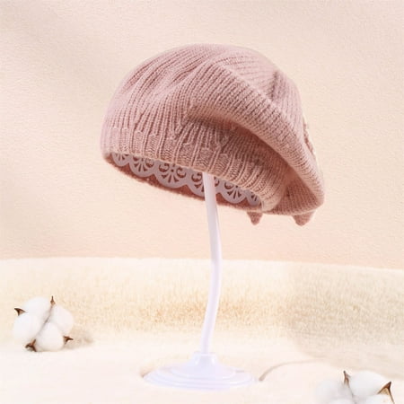 

TOWED22 Baby Hats Baby Girls Boys Soft Warm Knit Hat Winter Patchwork Rabbit Ear Cap Hat Grey