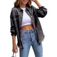 thumbnail image 1 of FOCUSNORM Women's Spring Autumn Denim Coat Lapel Long Sleeve Solid Color Button Up Ripped Jacket, 1 of 8