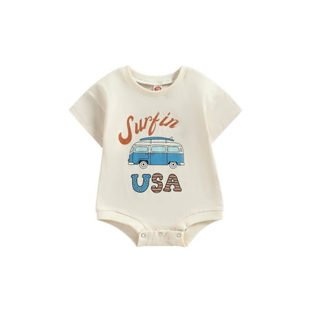 

Coduop Toddler Boys Girls Baby 4th of July Outfit Letter Print Romper Bodysuit