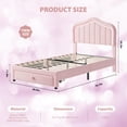 thumbnail image 2 of Tamaño individual forrado marco de cama: almacenamiento cajón & smart LED cabecero - para niños' cama de plataforma con de madera slat support, no box spring, fácil montaje, all rosa, 2 of 7