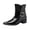 Black, variant on Men's Studded Western Ankle Boots, Pointed Toe Block Heel Rock Style Boots with Adjustable Buckle, Side Zipper Fashion Short Boots Punk Rock Biker Style, Black/Brown/Red