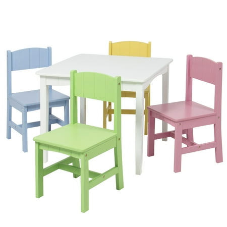 Best Choice Products Wooden Kids Table And 4 Chairs Set