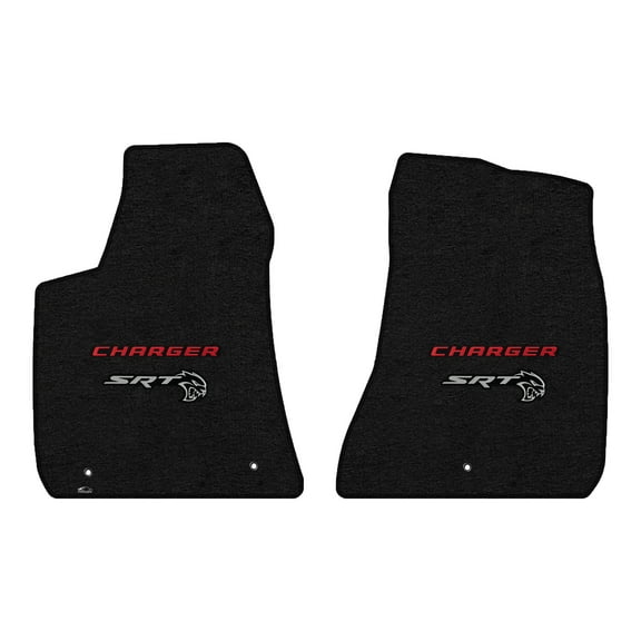 Lloyd Mats LogoMat Custom-Fit 2PC Carpet Floor Mats for 2015-2023 Dodge Charger RWD, Charcoal
