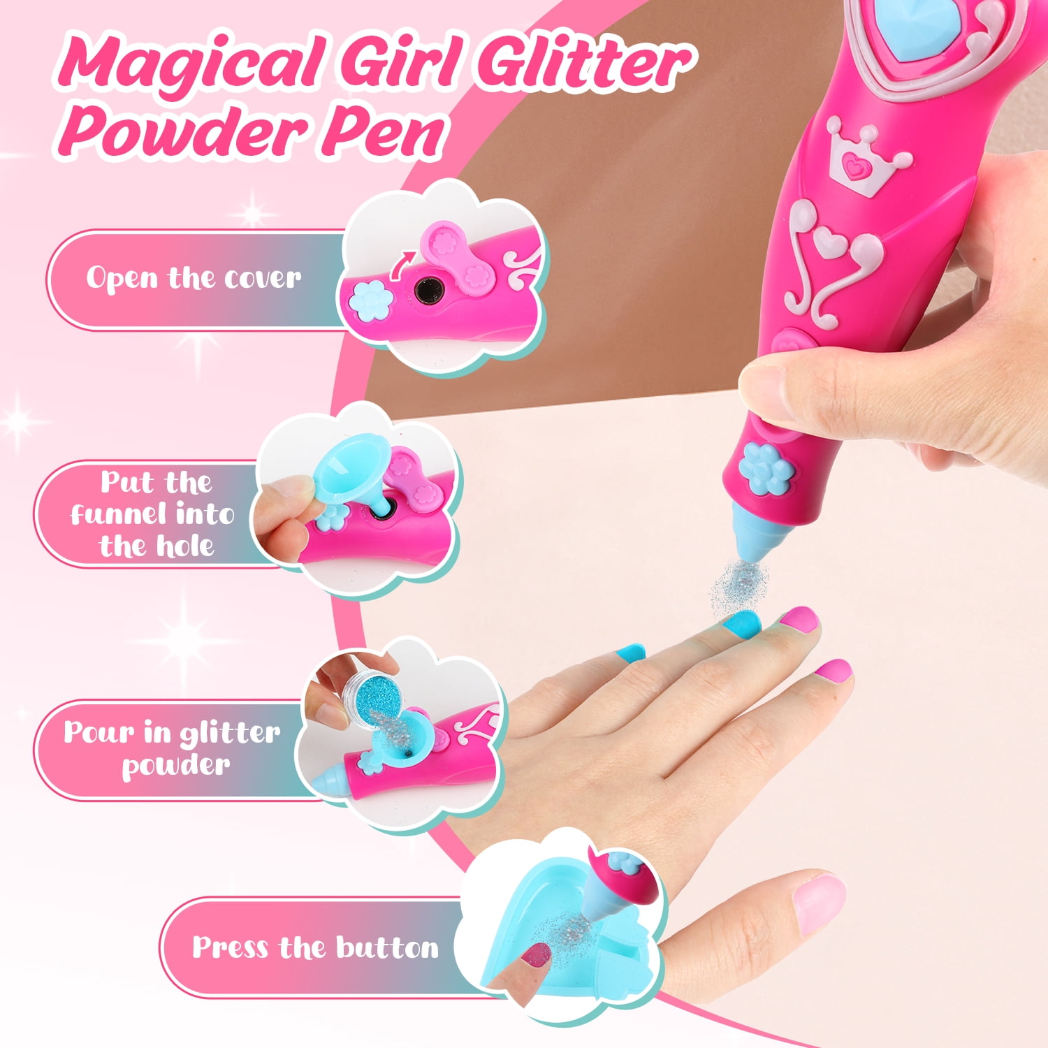 UUSUOO Kids Nail Polish Set for Girls,30Pcs Nail Art Kit with Storage Desk,Nail Dryer,Glitter Pen,Non Toxic Nail Polish,Nail Kit for Girls Ages 7-12,Christmas Birthday Gift for Girls 6-12