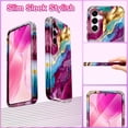 thumbnail image 6 of CASEFIV Compatible with Samsung Galaxy S25 FE Case,Marble Pattern 3 in 1 Heavy Duty Shockproof Hard PC+Soft Silicone Drop Protective Women Girls Case for Galaxy S25 FE (2025),Rose Red, 6 of 7