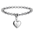 thumbnail image 1 of Pulseras con iniciales para adolescentes Pulseras con corazón de acero inoxidable para mujeres 26 letras Alfabeto Pulsera Regalos de joyería para niñas adolescentes, 1 of 4