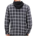 thumbnail image 2 of Tony Hawk Men's Casual Flannel Zip Up Plaid Sherpa Hoodie Lightweight Jacket (Gray, 2XL), 2 of 3