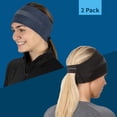 thumbnail image 5 of TrailHeads Ponytail Headband - Adrenaline Series | Women’s Running Headband with Reflective Accents - black/heather navy reflective - 2 Pack, 5 of 9