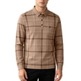 thumbnail image 2 of Ceisia Men's Plaid Print Long Sleeve Polo Shirt With Pocket Casual Business Solid Color Checkered Top Khaki XL Gift, 2 of 8