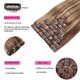 thumbnail image 4 of Extensiones de cabello con clip FIPOHIRA Balayage, de color marrón chocolate a rubio caramelo, cabello humano real de 18 pulgadas, 4 of 9