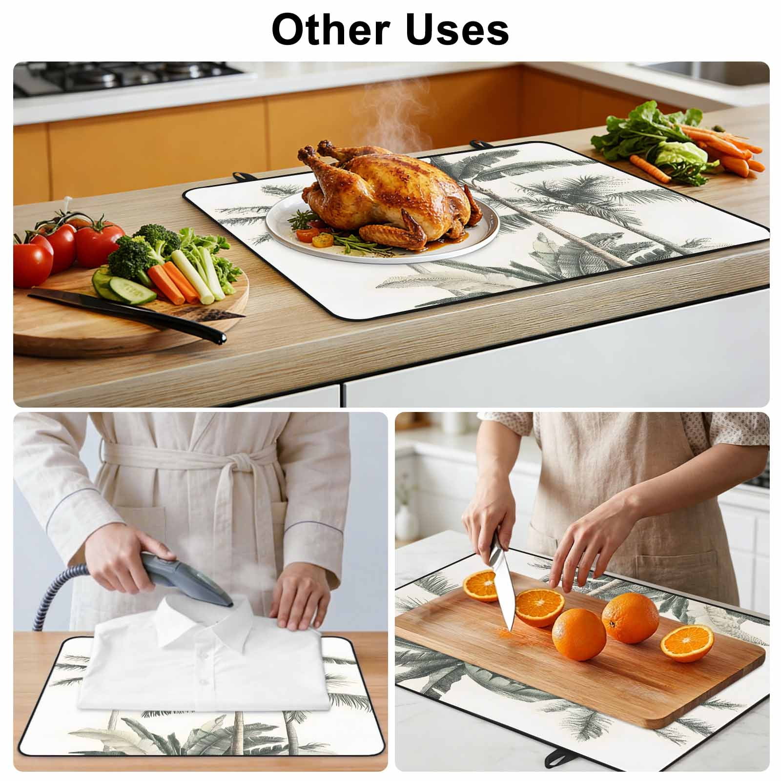 Tropical Palm Tree Stove Top Cover for Electric Stove, Heat-proof & Non Slip Glass Top Stove Cover Protector, Summer Beach Botanical Kitchen Flat Cooktop Rubber Mat 24x21 Inches