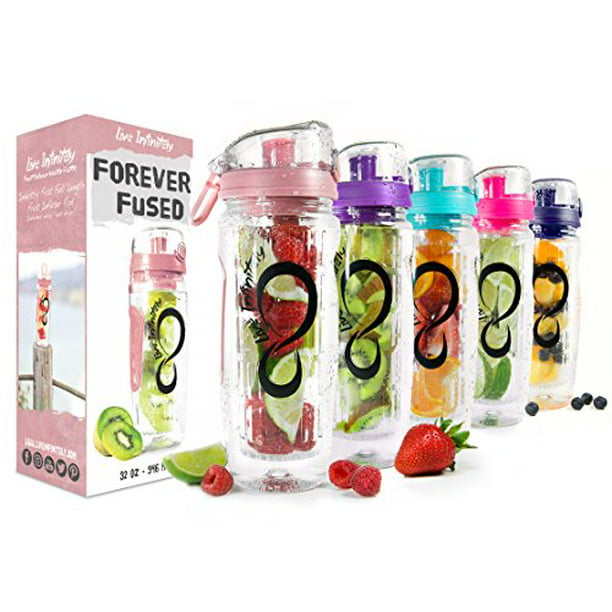 Live Infinitely 32 oz. Infuser Water Bottles - Featuring a Full Length  Infusion