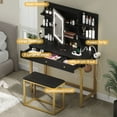 thumbnail image 5 of DWVO Makeup Vanity Set with LED Lighted Mirror, Makeup Desk with Drawers & Stool, Vanity Dressing Table with Hidden Storage Shelves, Makeup Dressing Table Set for Girls,Princess, Black, 5 of 12