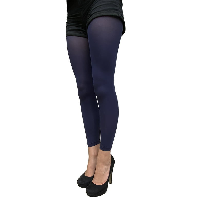 Navy Blue Opaque Footless Tights for Women