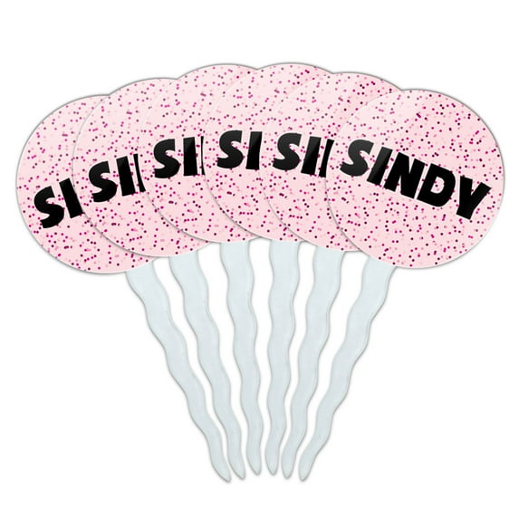 Sindy Cupcake Picks Toppers - Set of 6 - Pink Speckles