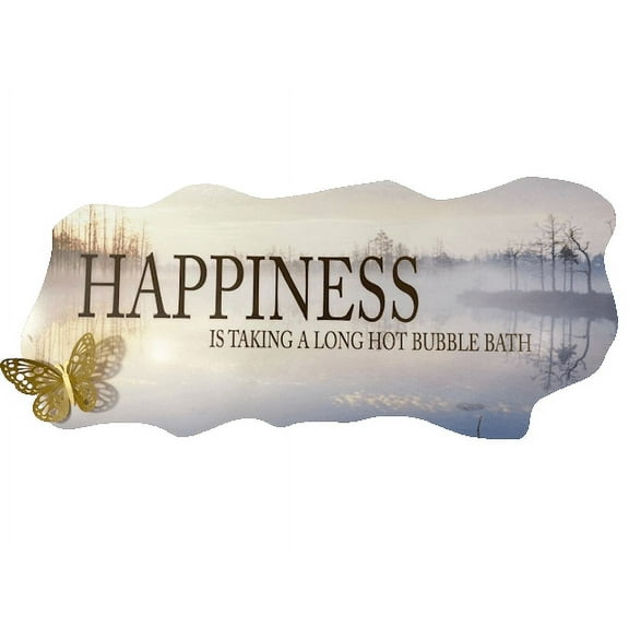3D Bedroom Wall Decal Sticker For Unisex Custom Designs With 3D Butterfly Quote For Bath Tub With 3D Butetrflies - Happines Is A Hot Bath Easily Applied And Removable - Size: 26 In X 10 In