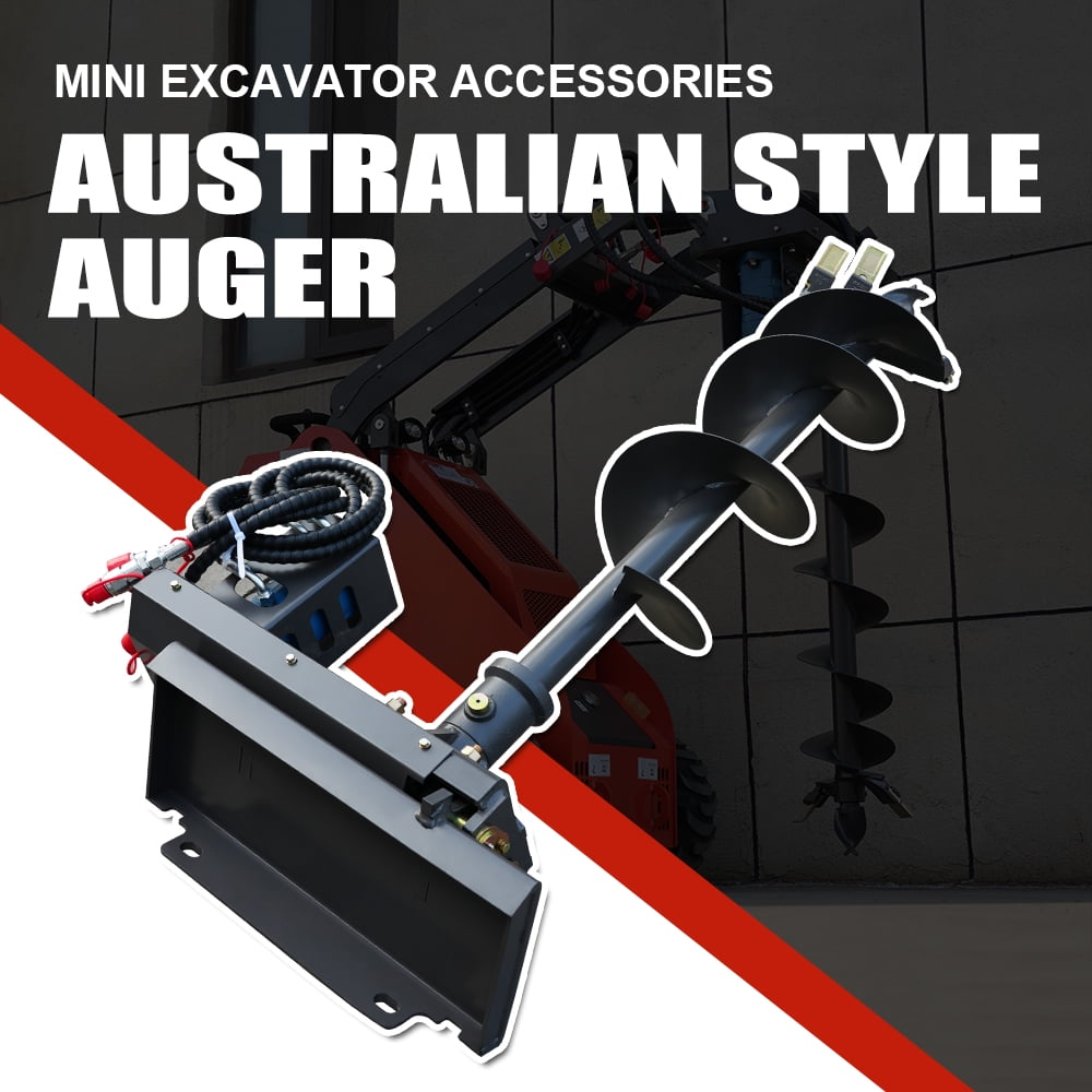 HUAYEE Mini Skid Steer Loader Auger Accessories With 7.87in/20cm & 11.81in/30cm. Dia. Drill, Heavy Duty Drill Bit Attachment, USA Stock, Mount: Length: 23.1in, Height:8.54in, Pin Distance:14.17in