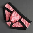 thumbnail image 2 of LNWUY Men's Plus Size Ice Silk Thin Transparent Triangular Underwear Soft Breathable Comfort Briefs Pink XXXL, 2 of 7