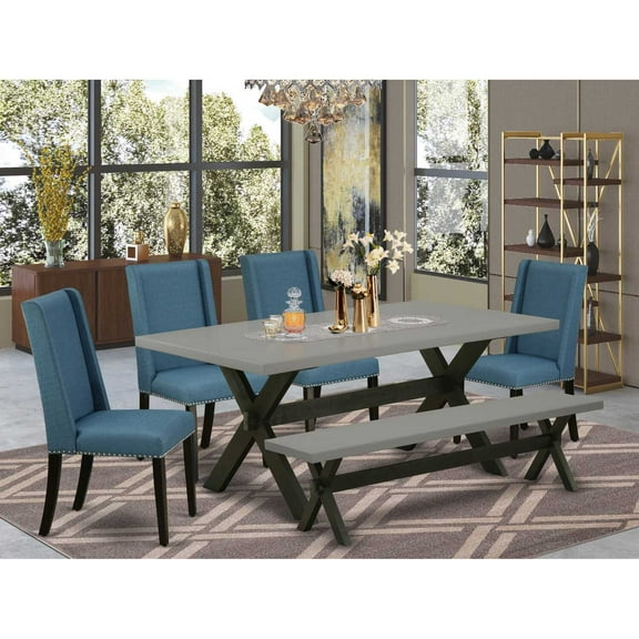 East West Furniture V677Ga650-7 - 7-Piece Dining Table Set - 6 Parson Dining Chairs and a Rectangular Dining Table Solid Wood Structure