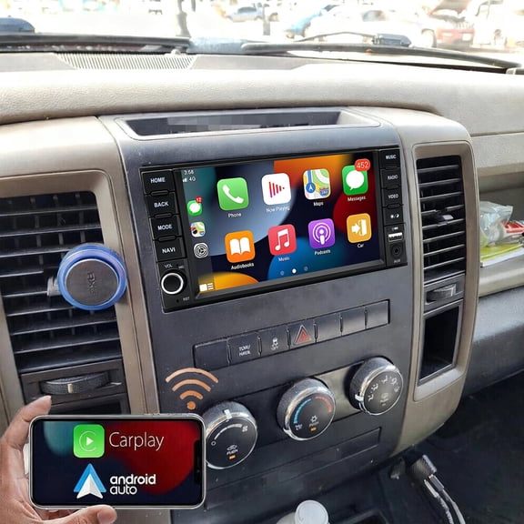 Gsuatey Car Stereo for Dodge Ram Pickup 2009-2012, 4GB 64GB 7" IPS Touchscreen Car Radio Support Wireless CarPlay Android Auto WiFi Bluetooth GPS DSP SWC Backup Camera