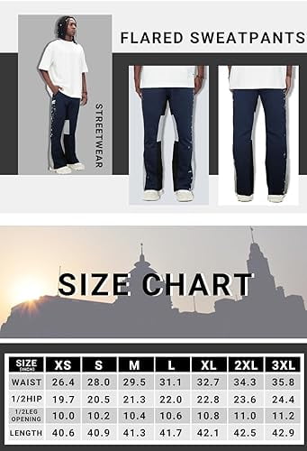 GINGTTO Mens Stacked Flared Sweatpants Loose Patchwork Casual Pants  Athletic Streetwear Flares Pants