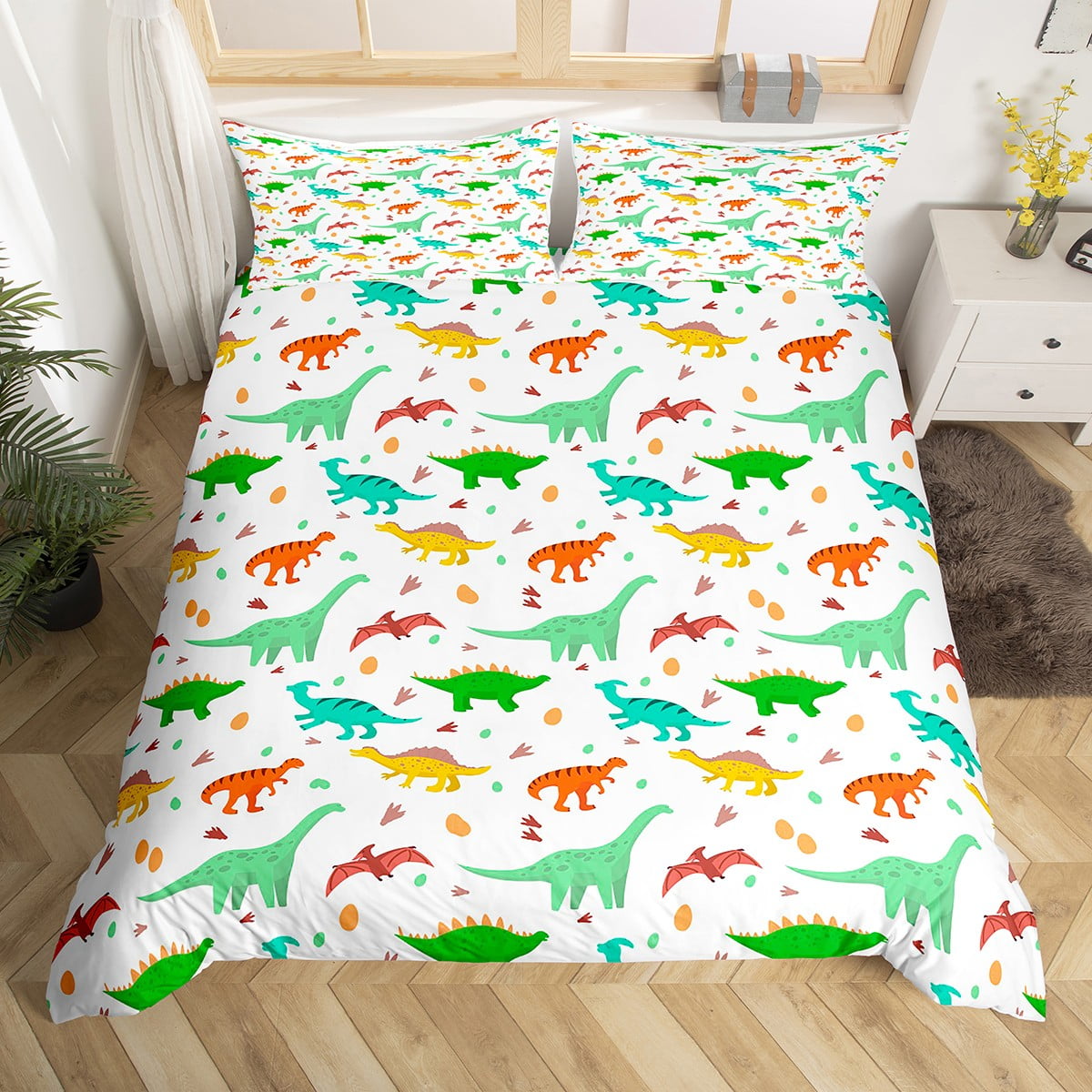 YST Kids Animal Comforter Cover Kawaii Dinosaur Bed Sets Boys Cartoon Tyrannosaurus Rex Duvet