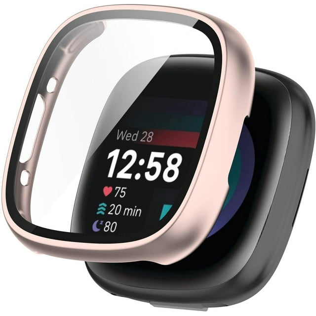 GFDYREE Compatible avec Fitbit Versa 4 / Sense 2 Étui, Protecteur d'Écran à Couverture Complète avec Verre Trempé Coque de Protection en PC Dur Anti-Rayures pour Versa 4 / Sense 2 Smartwatch