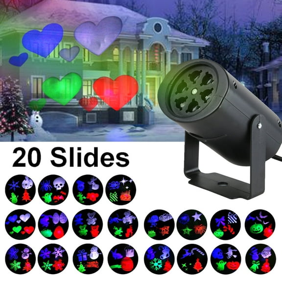 Christmas Projection Lights Outdoor with 20 Switchable Slides Night Light Projector for Decorative, Rotating Spotlight