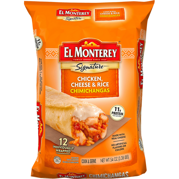 El Monterey Signature Chimichangas Chicken, Cheese & Rice 12ct, 54oz