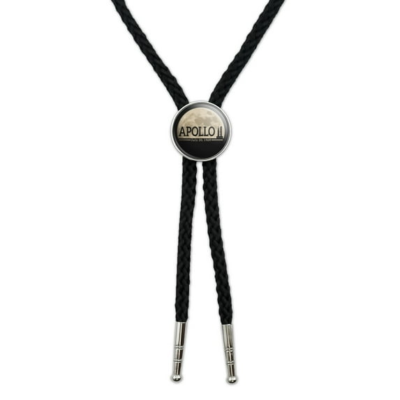 NASA Apollo 11 Moon with Saturn V Rocket and Launchpad Western Southwest Cowboy Necktie Bow Bolo Tie
